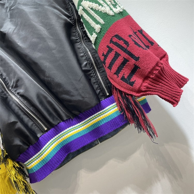 Loose fringed fashionable heavy embroidered patchwork denim jacket for women