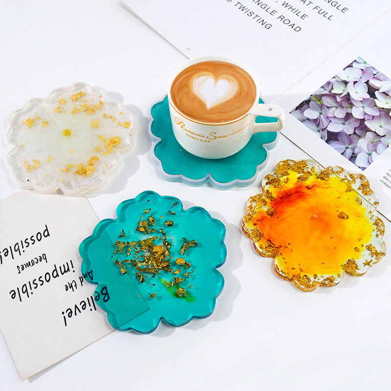 Drip Glue Mold Diy Flower Cherry Blossom Coaster Mold Petal Resin Tray Tea Tray Set Fruit Tray Silicone Mold