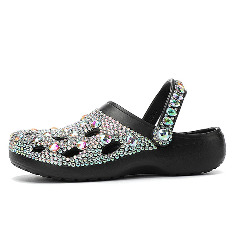 Women Summer Luxury Slippers Rhinestone Decoration Sandals Beach Slides Flip Flop Soft Fashion Casual Shoes