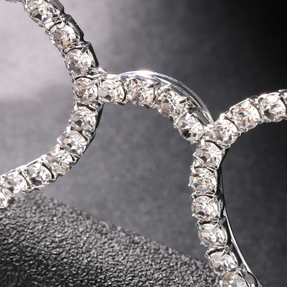 Simple Round Rhinestone Sunglasses Frames No Lenses Accessories Fashion Designer Hollow Alloy Face Jewelry Frames for Women