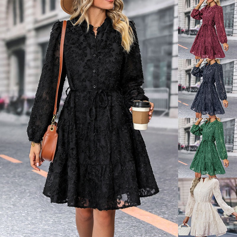 Wholesale Spring and Autumn Hot Products Multi color European and American Fashion Long sleeved Women's Dresses