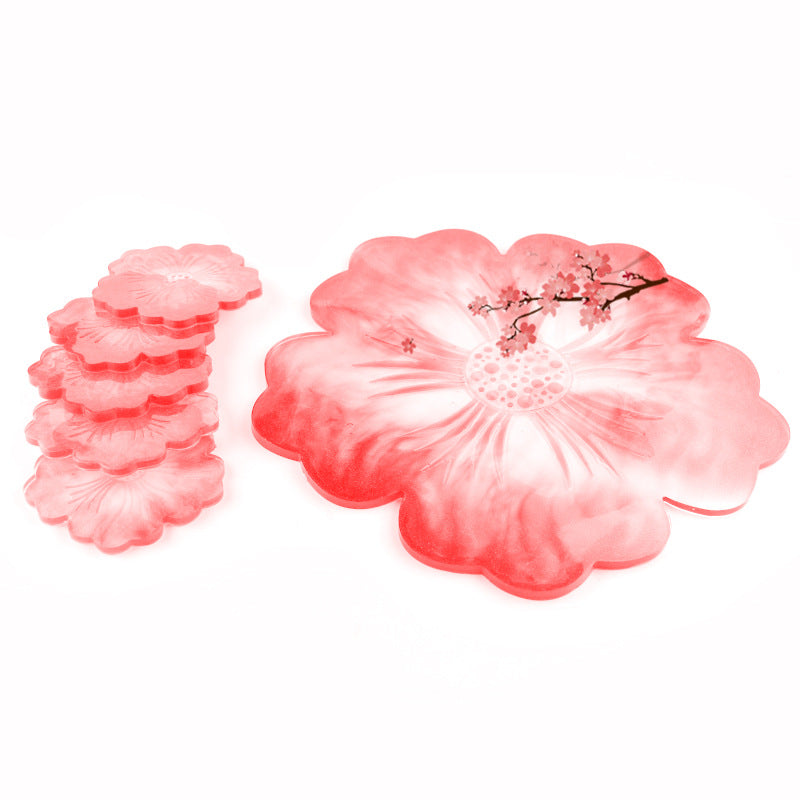 Drip Glue Mold Diy Flower Cherry Blossom Coaster Mold Petal Resin Tray Tea Tray Set Fruit Tray Silicone Mold