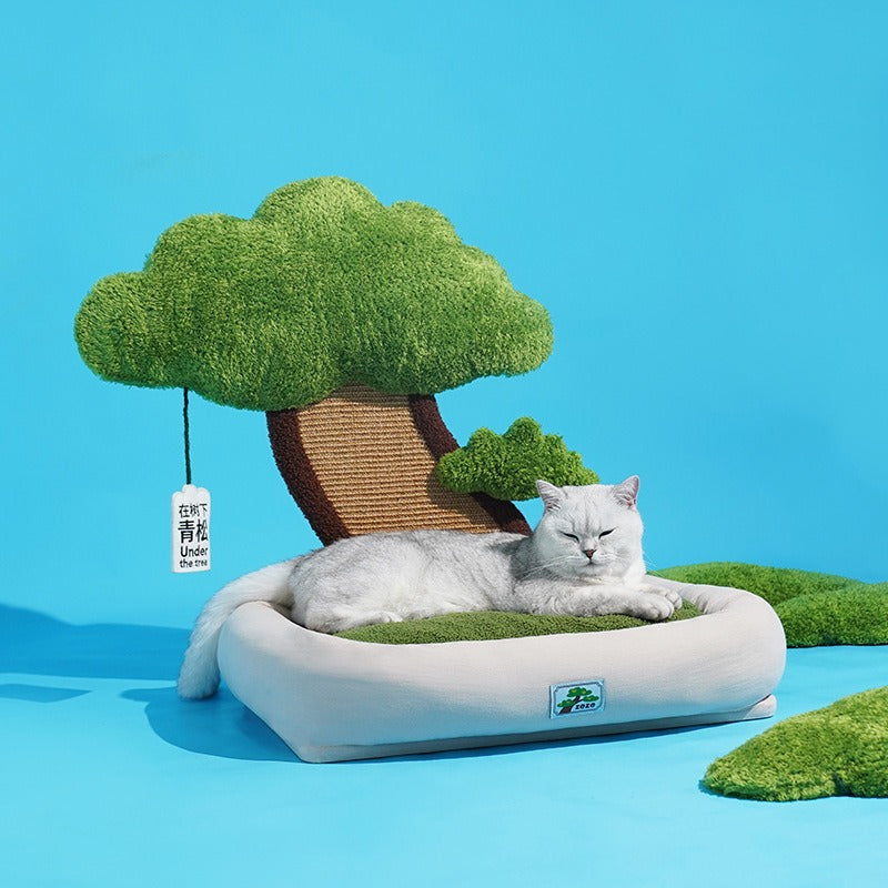 zeze pine tree cat nest sleeping cat scratching board warm cat bed universal for all seasons cute and bite-resistant funny cat pet bed cat nest