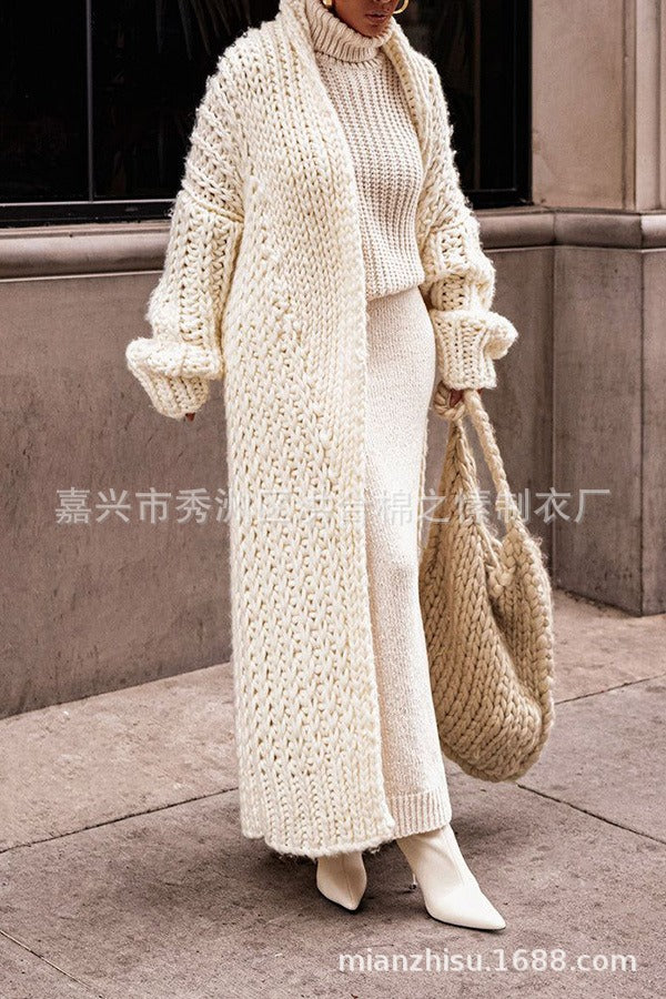 Sweater cardigan thick needle loose oversized long knit sweater jacket