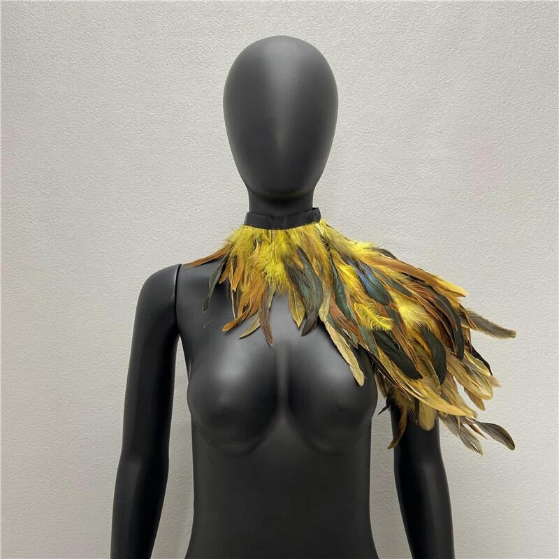 Feather shawl fake collar stage runway makeup dance Halloween costume accessories