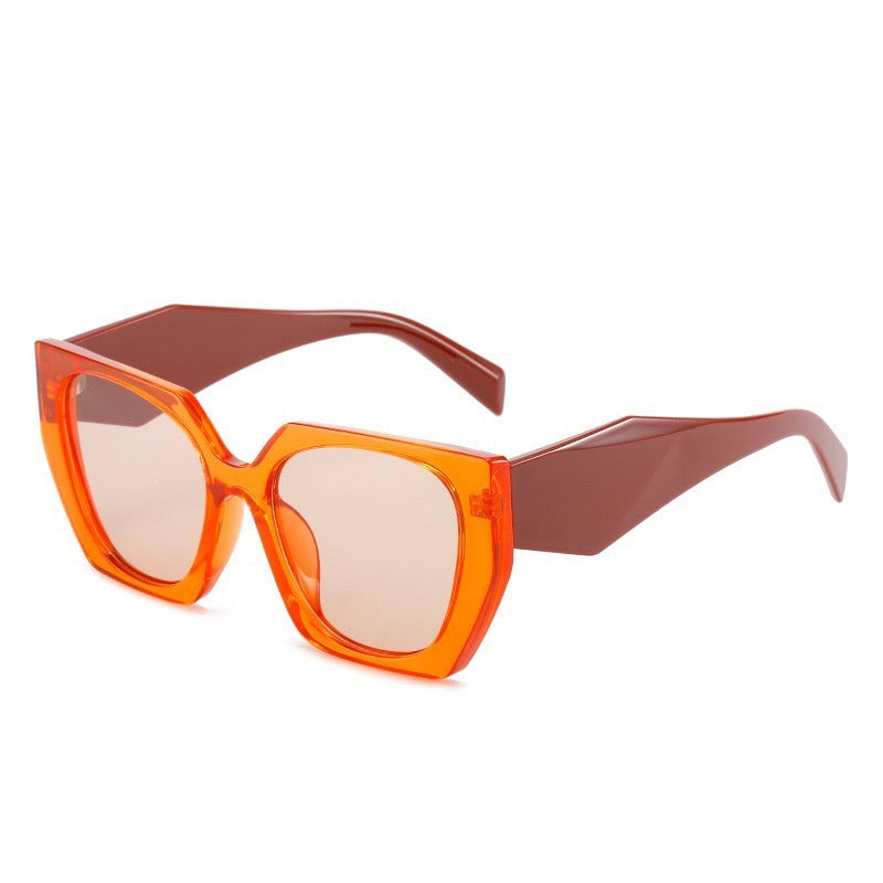 Color blocking box glasses, retro sunglasses, women's trendy and personalized sunglasses for men and women