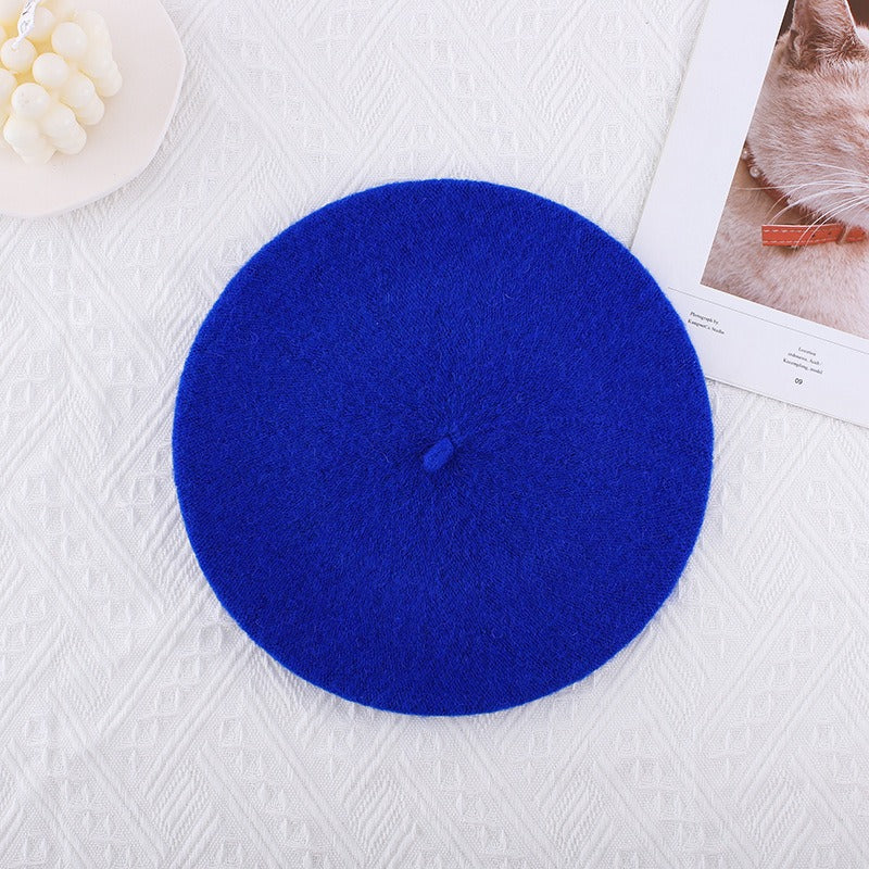 Wool beret versatile woolen painting hat for women