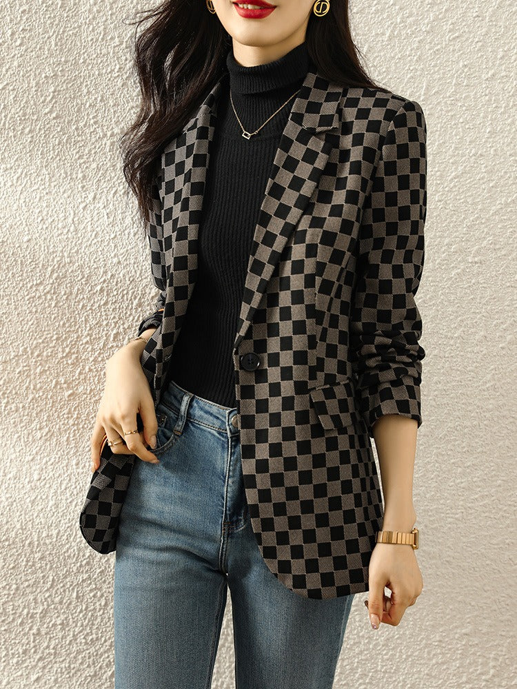 Small suit, houndstooth suit, fashionable and high-end jacket