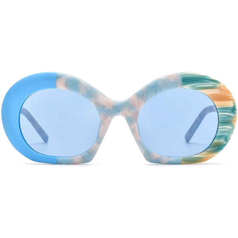 Color blocking frosted board cat eye sunglasses for men and women thick frame sunglasses