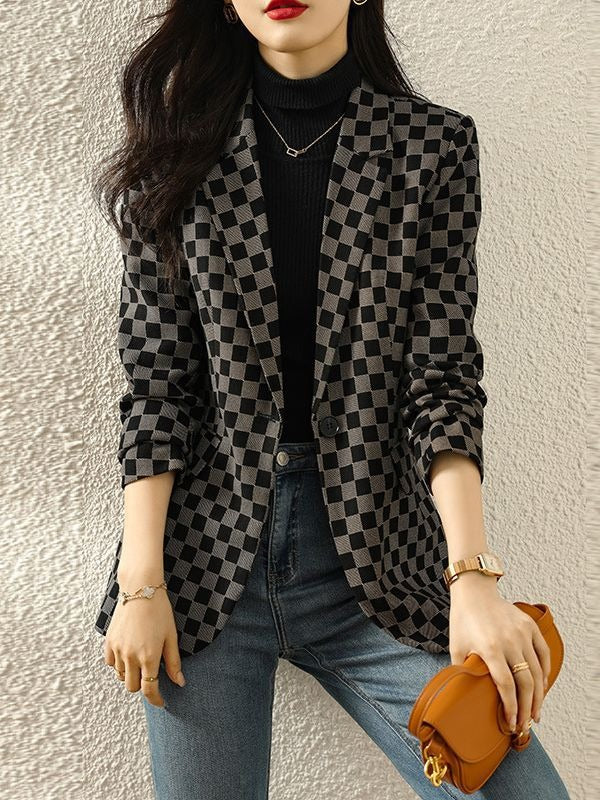 Small suit, houndstooth suit, fashionable and high-end jacket