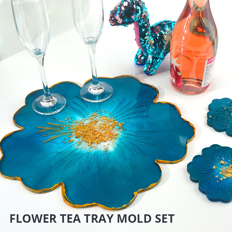 Drip Glue Mold Diy Flower Cherry Blossom Coaster Mold Petal Resin Tray Tea Tray Set Fruit Tray Silicone Mold