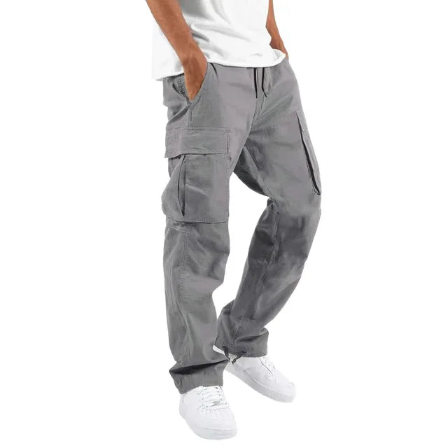 New straight casual workwear pants with drawstring and multiple pockets for casual wear