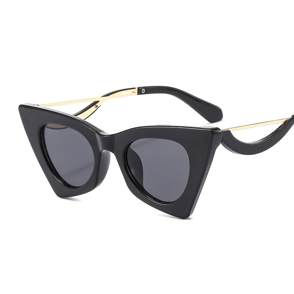 New Cat Eye Shape Face Shaping Selfie Sunglasses Flat Mirrors