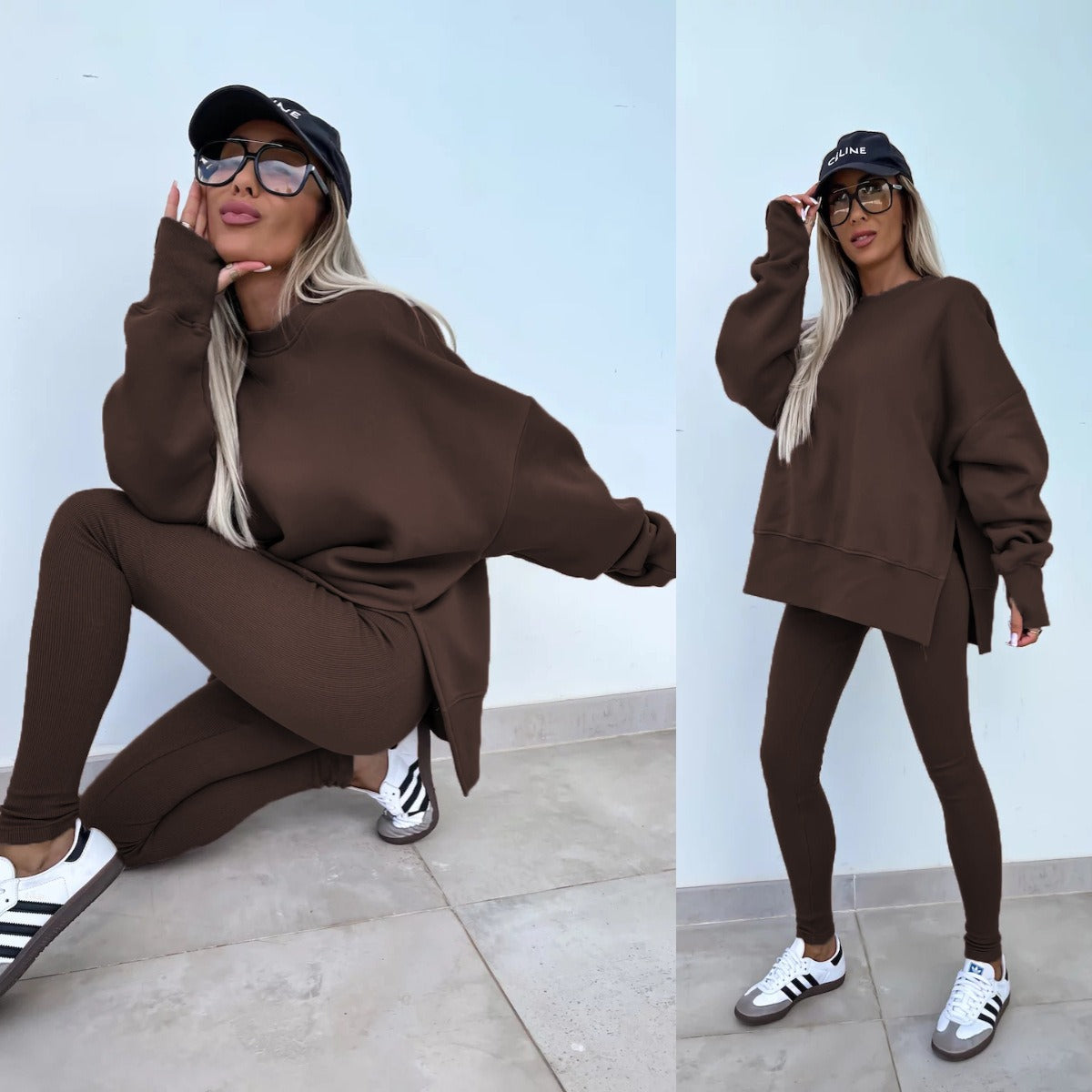 New Spring Women's Wear European and American Casual Tight Pants Loose Hoodie Set Two Piece Set