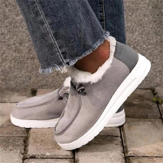 Winter Large Plush Thickened Wool Warm Flat Plush Women's Slip On Casual Shoes