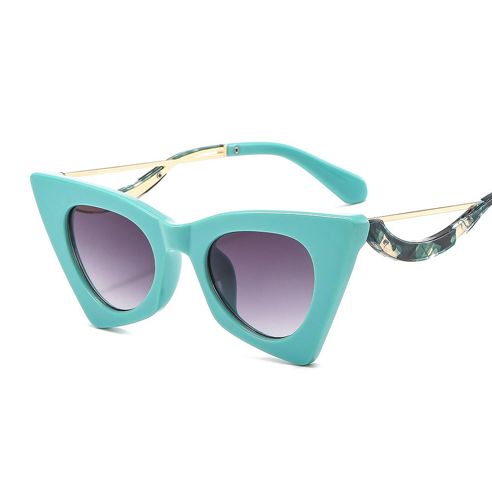 New Cat Eye Shape Face Shaping Selfie Sunglasses Flat Mirrors