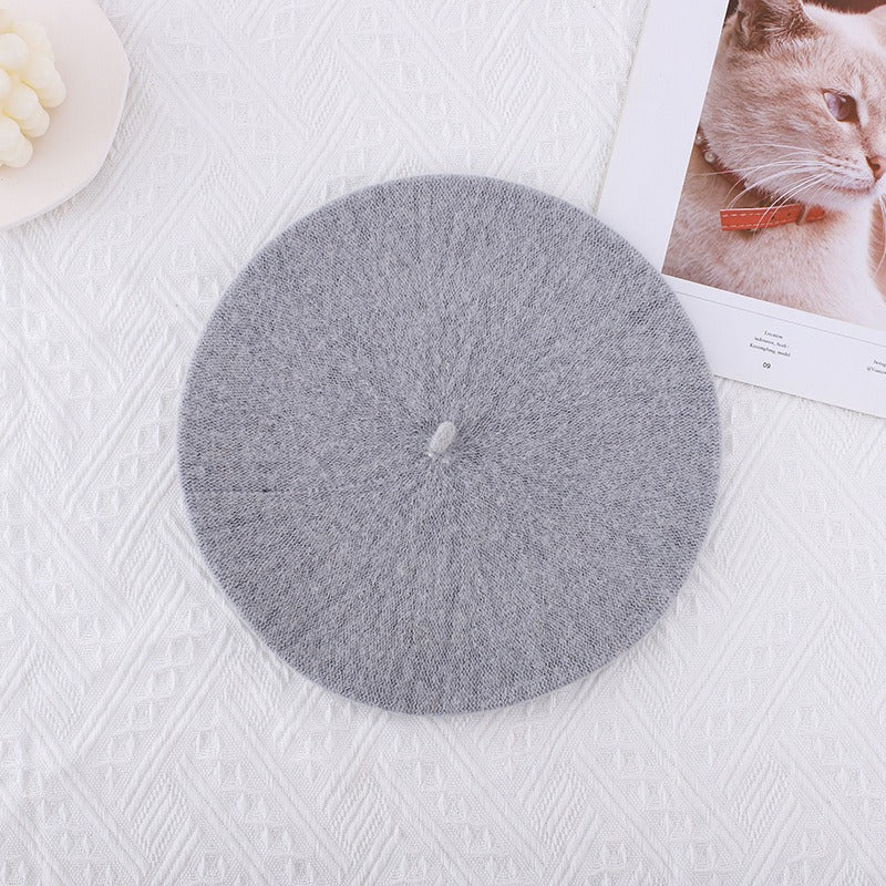 Wool beret versatile woolen painting hat for women