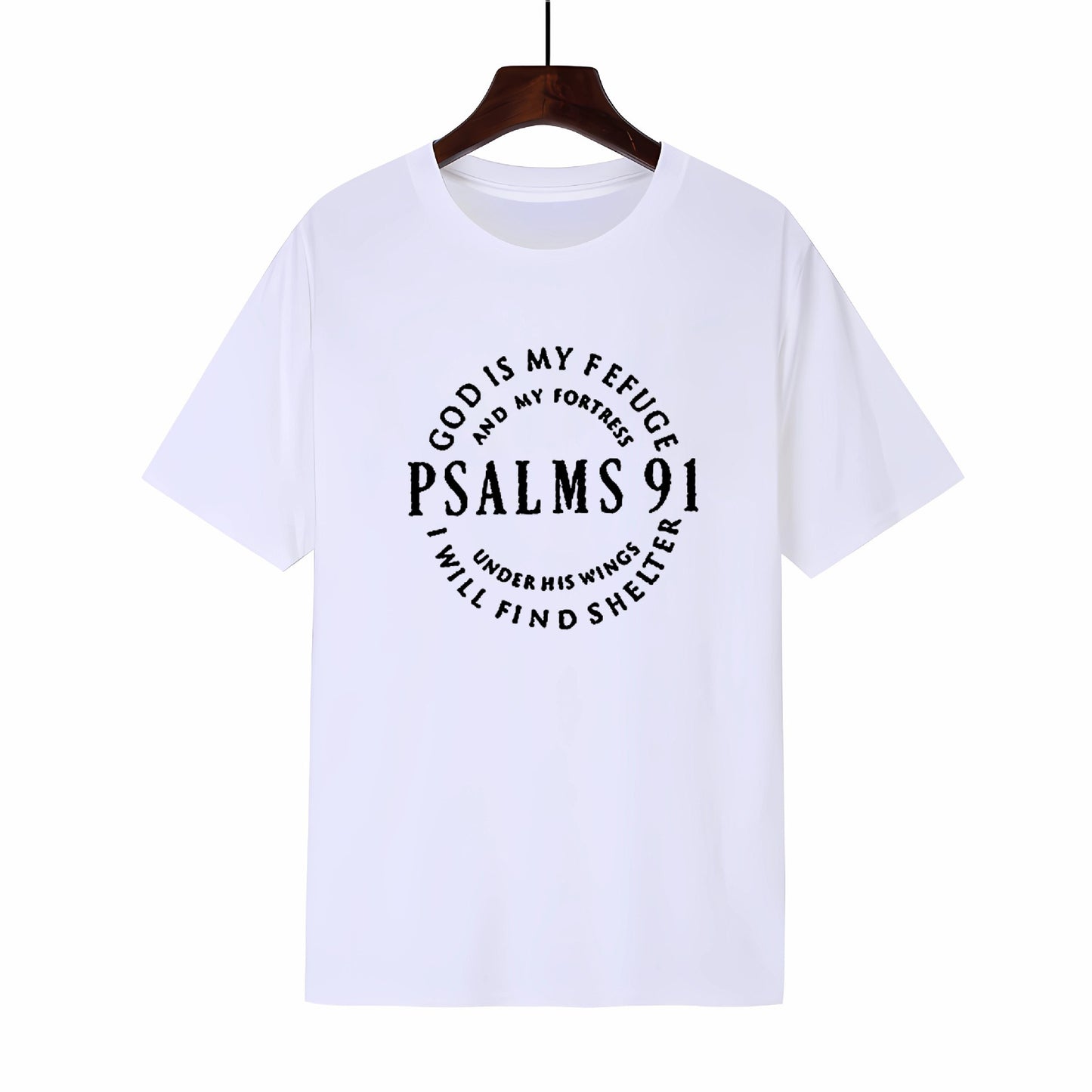 Round neck short sleeved T-shirt with new styles of Psalms 91 letter printed men's and women's short sleeved shirts