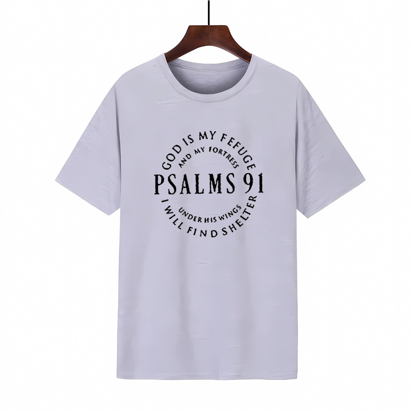 Round neck short sleeved T-shirt with new styles of Psalms 91 letter printed men's and women's short sleeved shirts