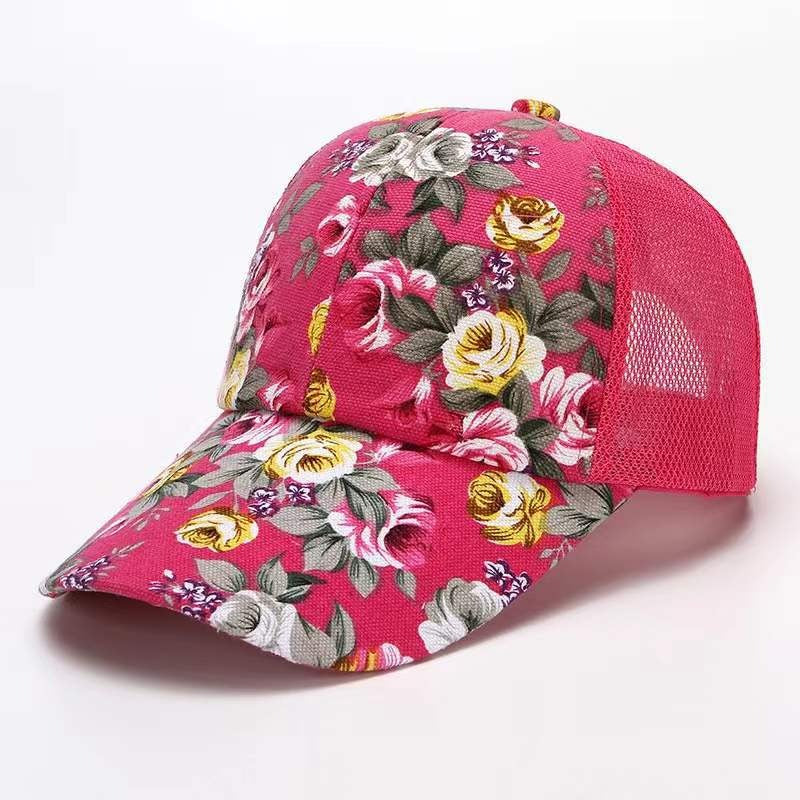 Small floral cloth peony cloth baseball cap cap duck bill hat