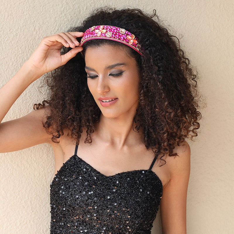 Baroque retro full set rhinestone sponge headband