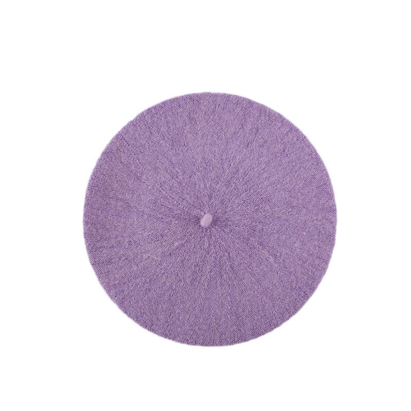 Wool beret versatile woolen painting hat for women