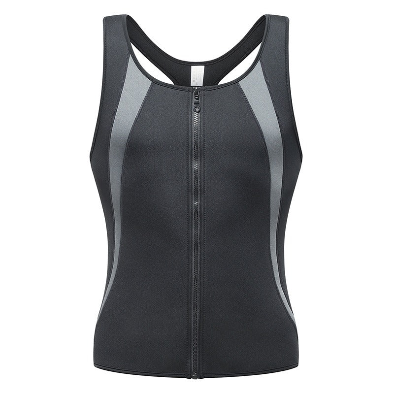 Men's sports shapewear, zipper vest, sweatshirt, chloroprene rubber sweatshirt, fitness corset