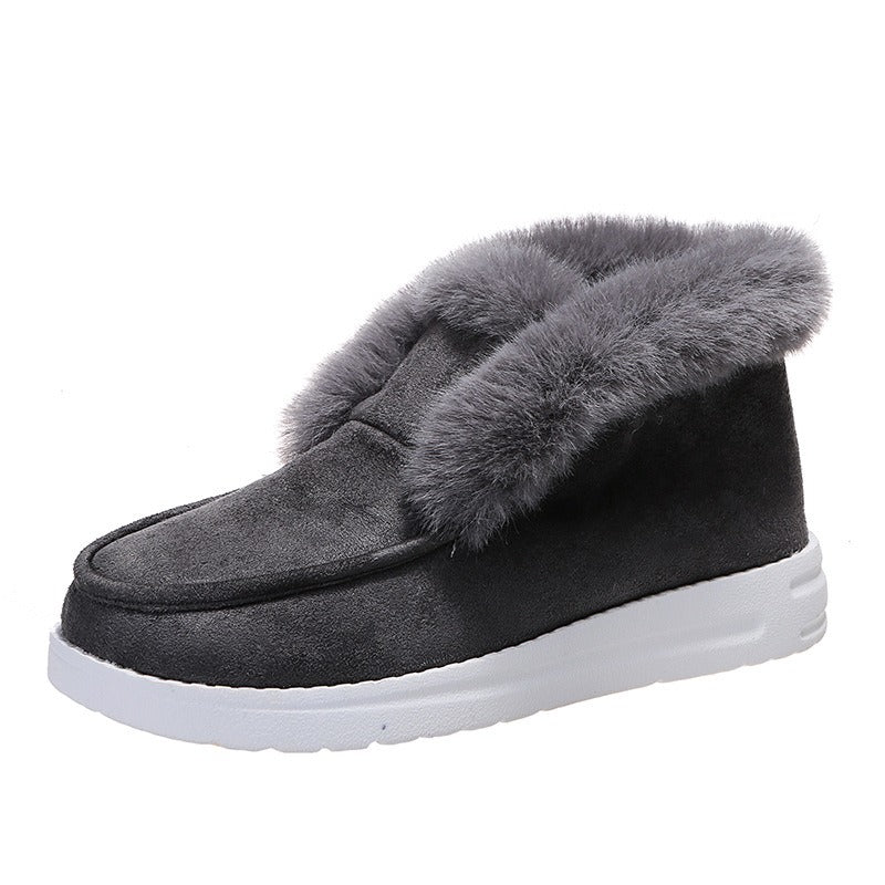 Autumn and Winter New Large Suede Warm keeping Cotton Shoes Casual Snow Shoes Low top Suede Cotton Shoes Women