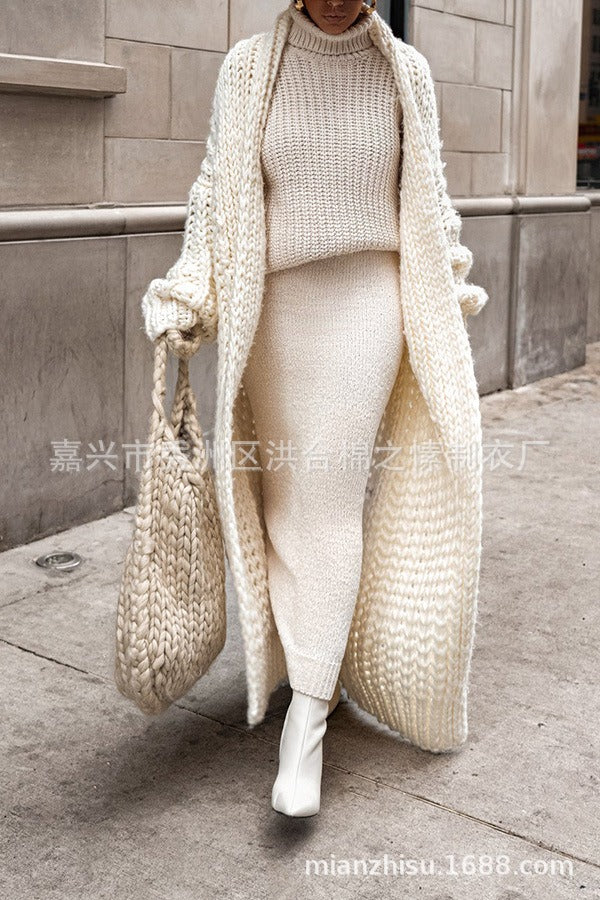 Sweater cardigan thick needle loose oversized long knit sweater jacket