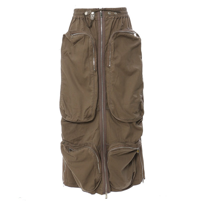 Camo  Zipper Pocket Side Split Mid length Skirt