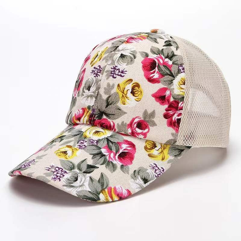 Small floral cloth peony cloth baseball cap cap duck bill hat