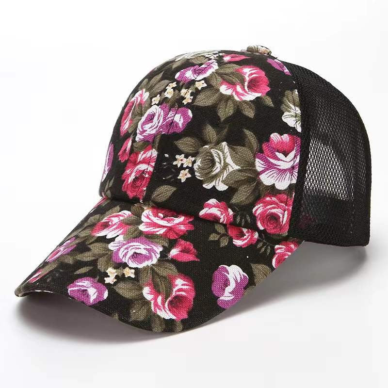 Small floral cloth peony cloth baseball cap cap duck bill hat