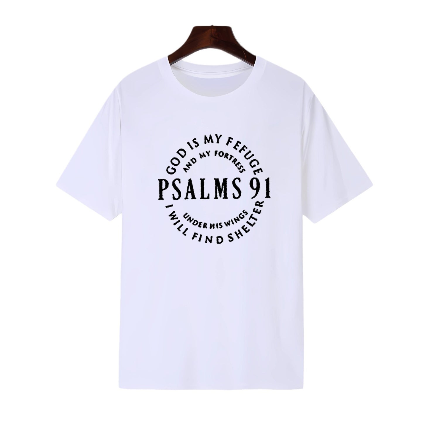 Round neck short sleeved T-shirt with new styles of Psalms 91 letter printed men's and women's short sleeved shirts