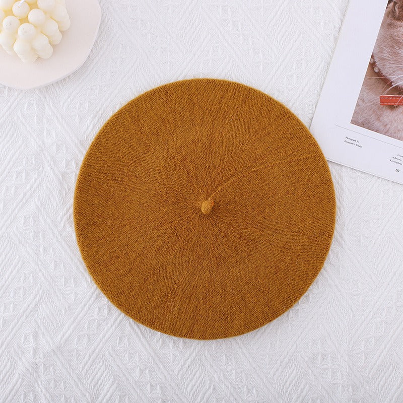 Wool beret versatile woolen painting hat for women