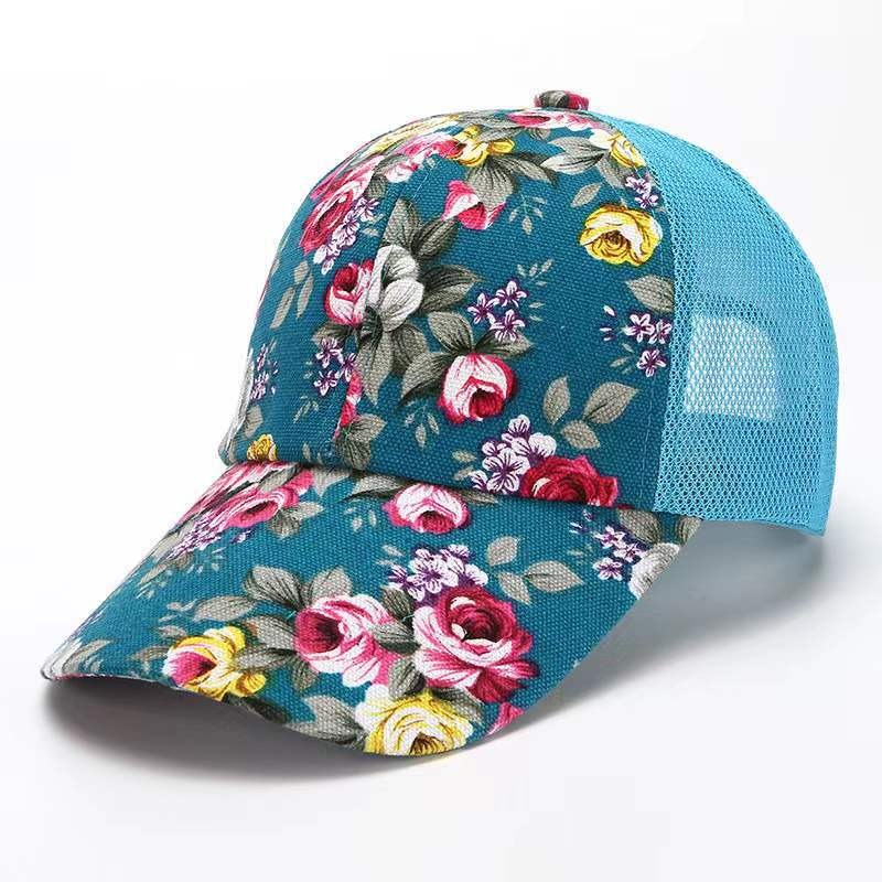 Small floral cloth peony cloth baseball cap cap duck bill hat