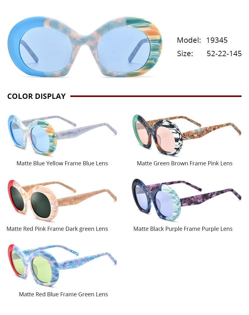 Color blocking frosted board cat eye sunglasses for men and women thick frame sunglasses