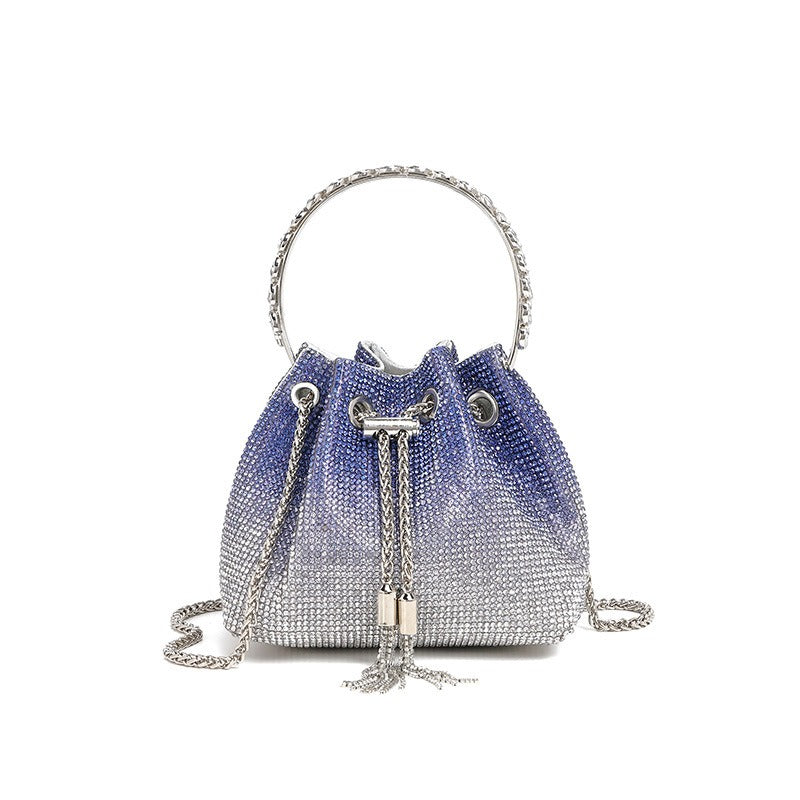 Classic rhinestone bag women's evening bag high-end tassel bag handbag textured full diamond crossbody portable bucket bag