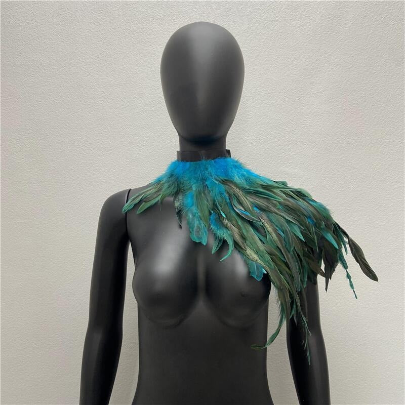 Feather shawl fake collar stage runway makeup dance Halloween costume accessories