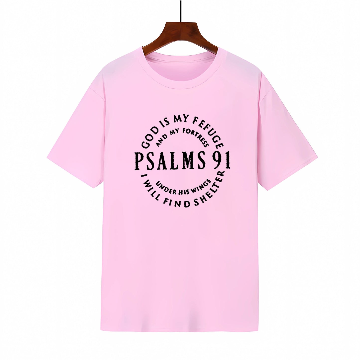 Round neck short sleeved T-shirt with new styles of Psalms 91 letter printed men's and women's short sleeved shirts