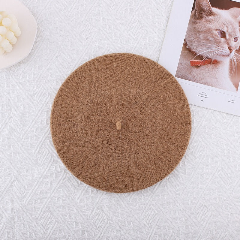 Wool beret versatile woolen painting hat for women