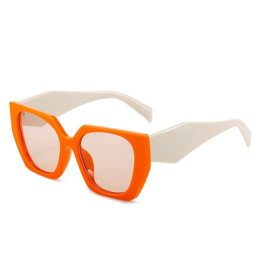 Color blocking box glasses, retro sunglasses, women's trendy and personalized sunglasses for men and women