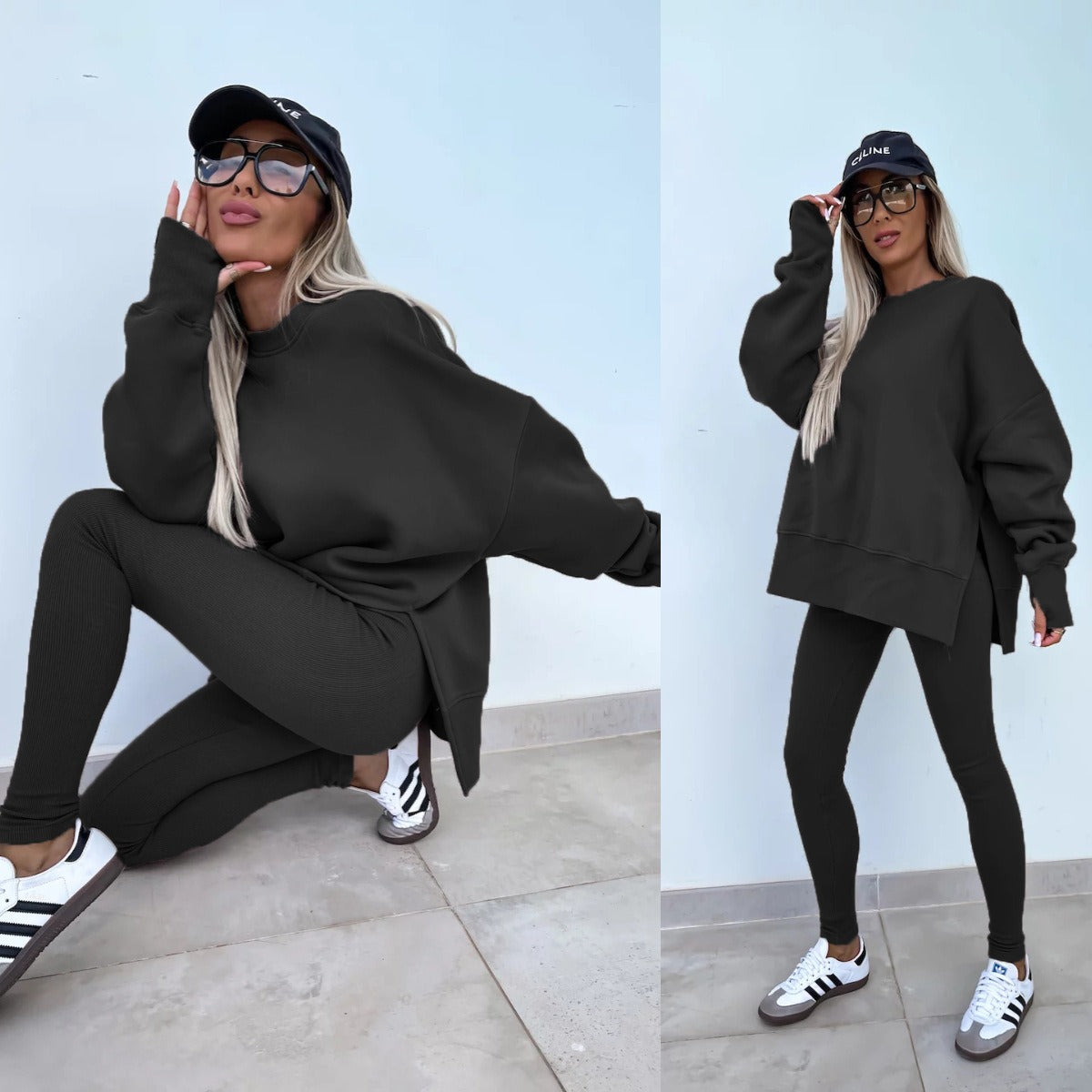 New Spring Women's Wear European and American Casual Tight Pants Loose Hoodie Set Two Piece Set