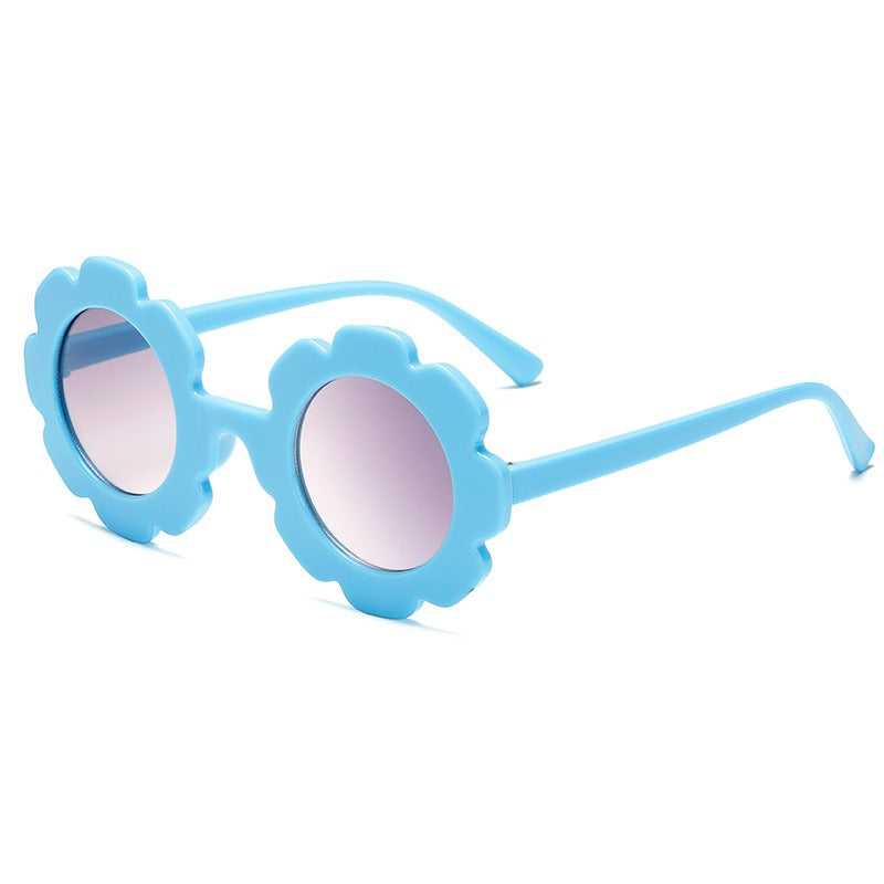 Children's Sunflower Sunglasses for Boys and Girls Retro Round Frame Cute Small Flower Sunglasses