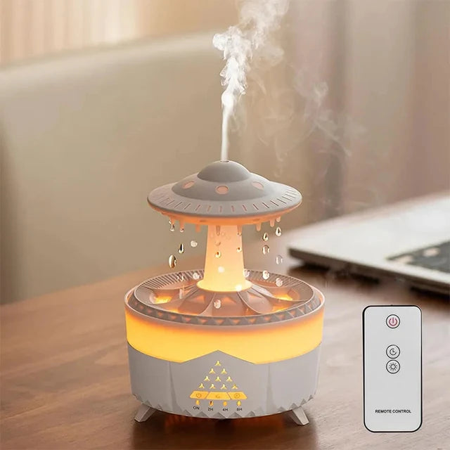 Rain Drop Air Humidifier Essential Oil Diffuser 350ml 7 Colors LED Lamp Ultrasonic Remote Control USB Rain Cloud Aroma Diffuser