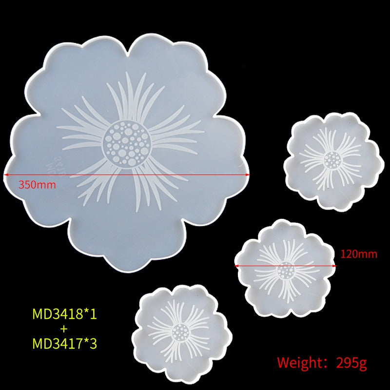 Drip Glue Mold Diy Flower Cherry Blossom Coaster Mold Petal Resin Tray Tea Tray Set Fruit Tray Silicone Mold