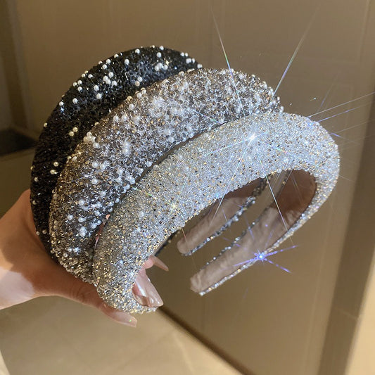 Pearl-encrusted headband high cranial pressure headband