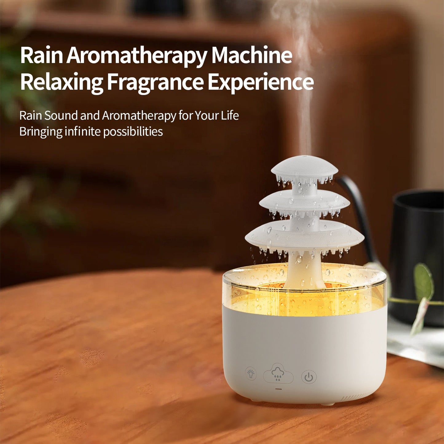 New 500ml Cloud Rain Air Humidifier 3 Layer Essential Oil Aromatherapy Diffuser USB Mute Mist Air Humidifier With Colorful Light