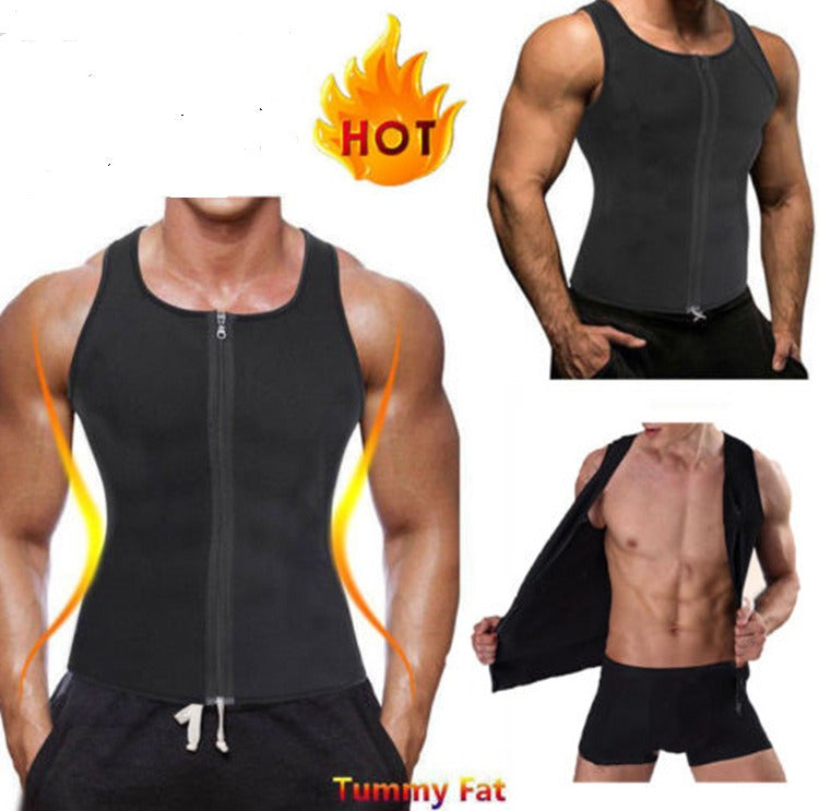 Men's sports shapewear, zipper vest, sweatshirt, chloroprene rubber sweatshirt, fitness corset