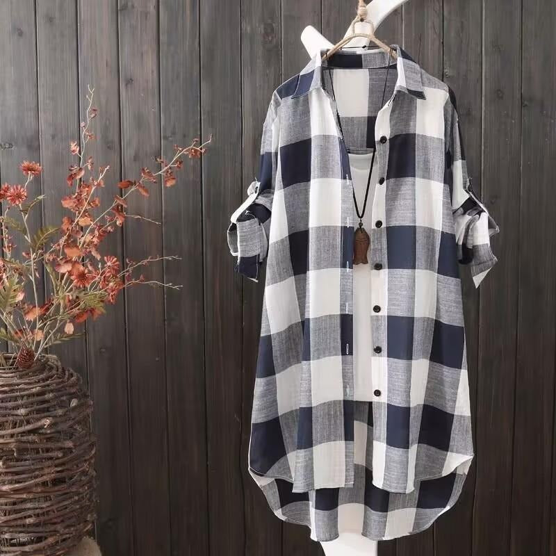 Sunscreen shirt women's medium length plaid shirt women's casual coat