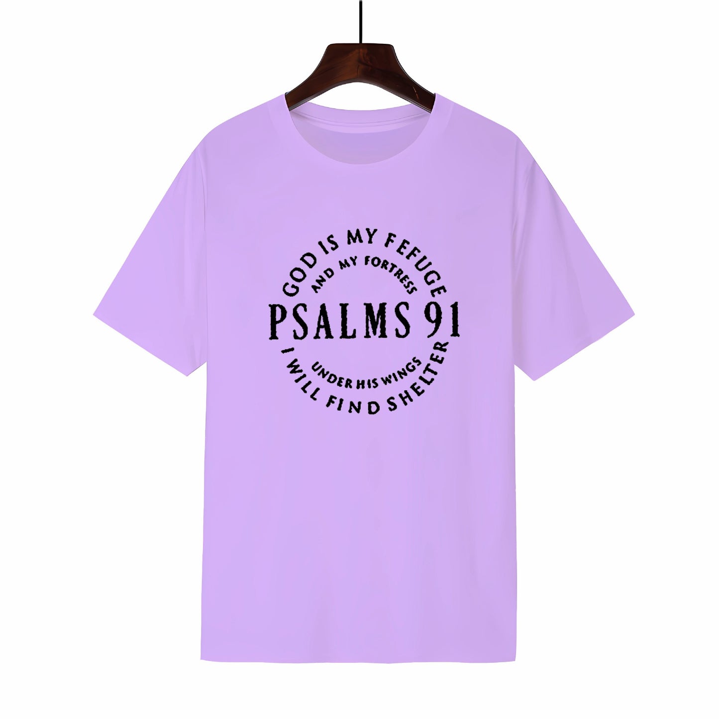 Round neck short sleeved T-shirt with new styles of Psalms 91 letter printed men's and women's short sleeved shirts